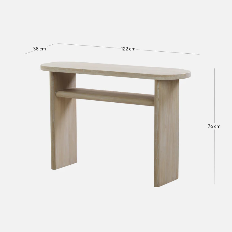 CDT8667 NI Travertine Marble 1.22m Console Table - White Wash